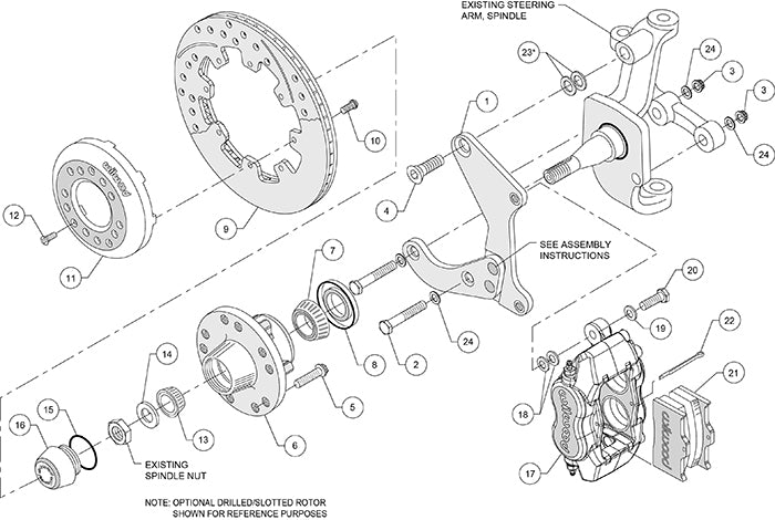 Wilwood Dynalite Pro Series Front Hub Kit, 1955-57 Chevy Belair Front Disc Brake Conversion Kits