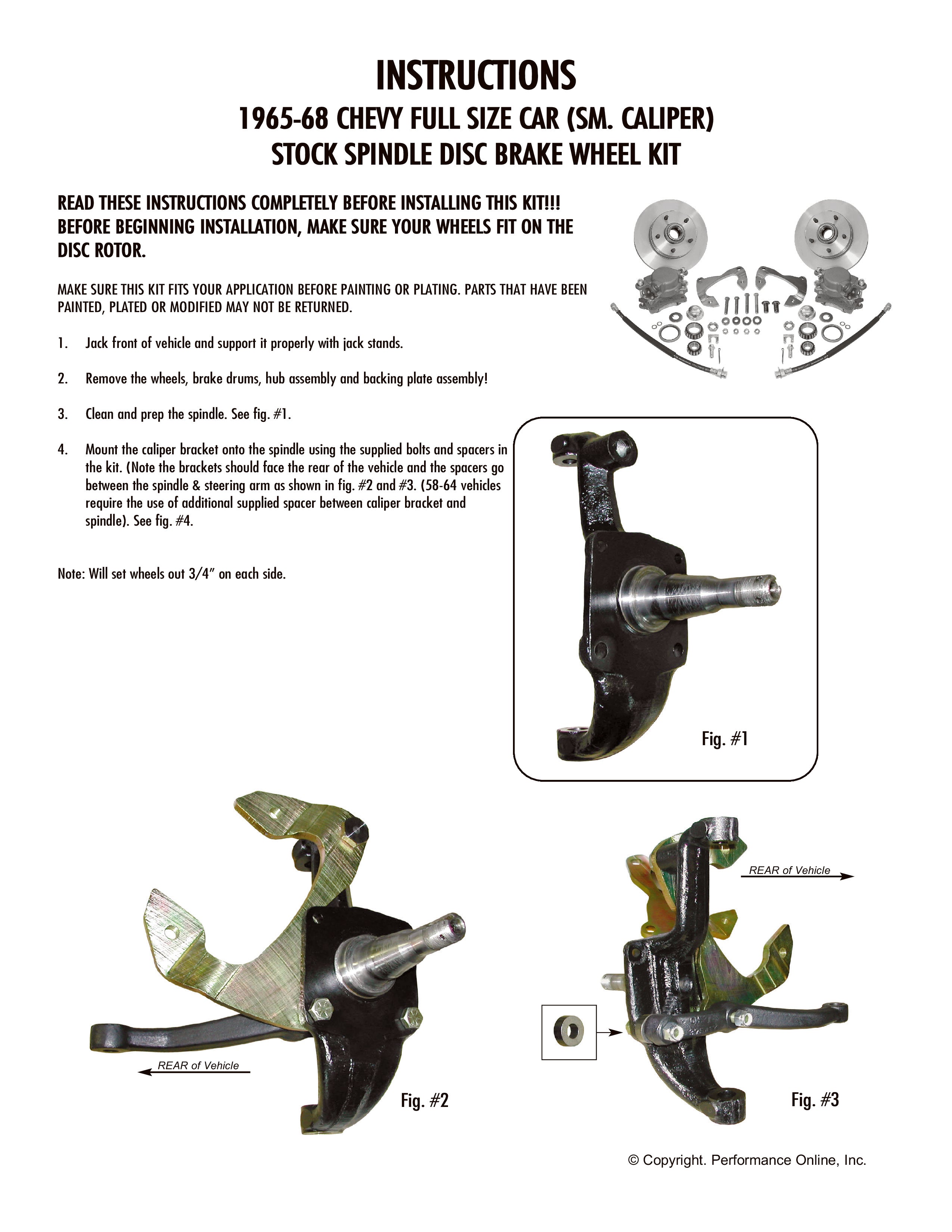 1965-68 Chevy Impala Disc Brake Conversion Kit, D154 Caliper