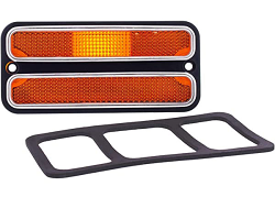 1968-72 Chevy & GMC Side Marker Lens, Deluxe w/ Trim, Amber
