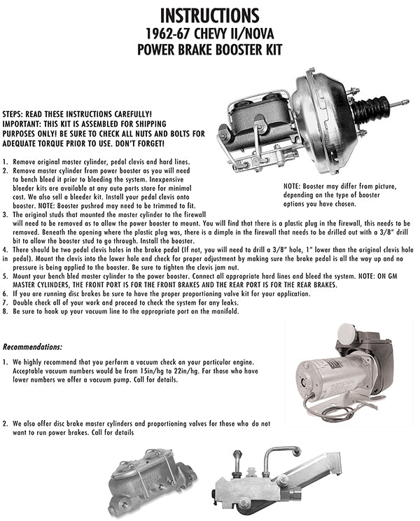 1962-67 Chevy 2 Nova Power Brake Booster Kit