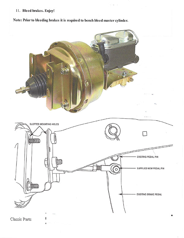 1964-66 Ford Mustang Power Brake Booster Kit, Chrome