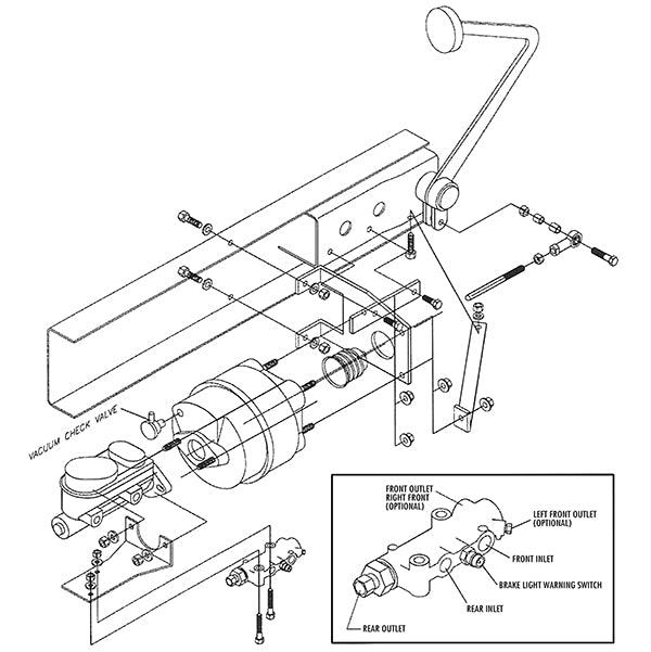 1953-56 Ford F100 Truck Power Brake Booster Kit Diagram