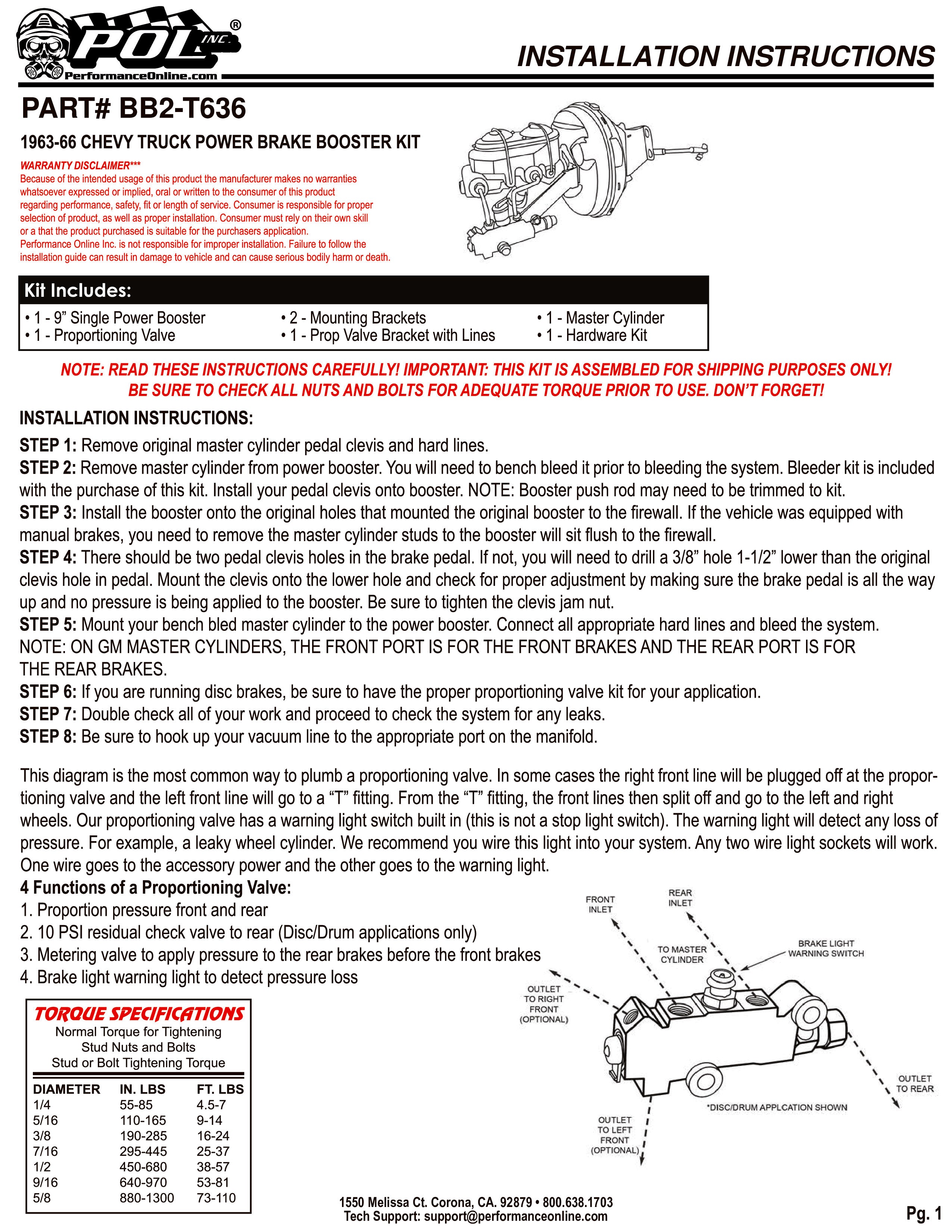 1960-66 Chevy, GMC Truck Chrome Power Brake Booster Kit
