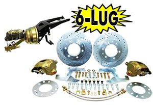1955-59 Chevy, GMC Truck Power Disc Brake Conversion, 6 x 5.5" Bolt Pattern, Firewall Mount Booster, 2 Wheel Disc