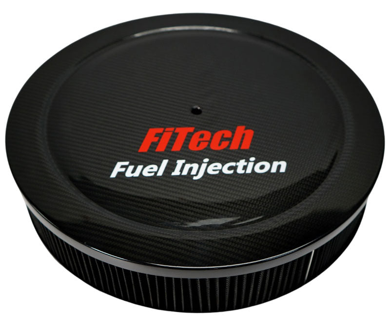FiTech 14" Round Air Cleaner Assembly - Carbon Fiber Lid