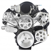 6 Rib Serpentine Pulley Kit w/ Remote PS Reservoir, Machined, No A/C - Chevy LS