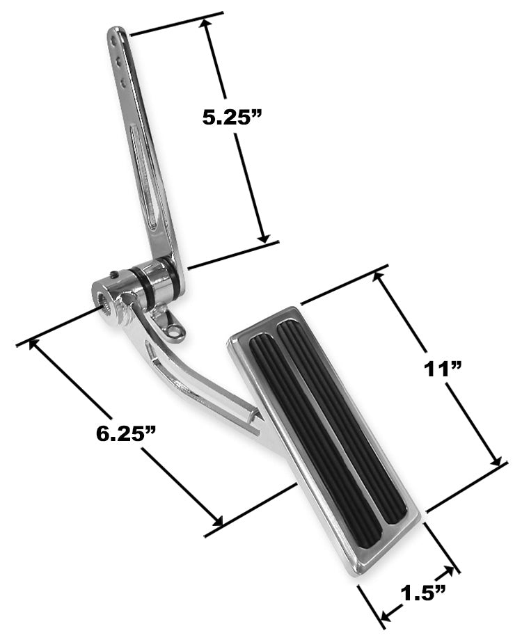 Gas Pedal, Chrome with Vertical Inserts