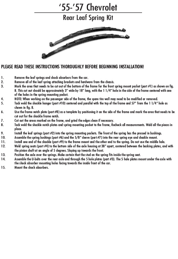 1955-57 Chevy Belair Leaf Springs, Rear