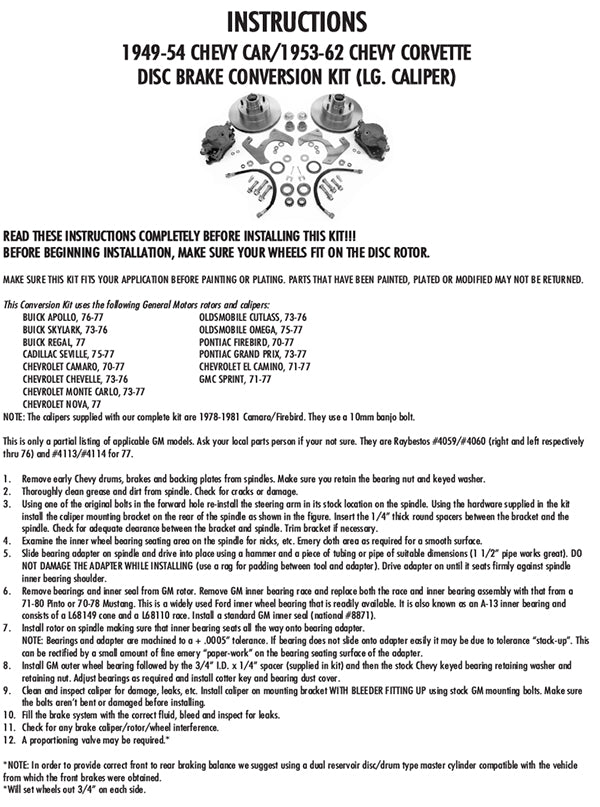 1953-62 Chevy Corvette Disc Brake Conversion