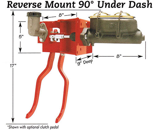 Brake Pedal Assembly, 90 Degree Under Dash Reverse Mount