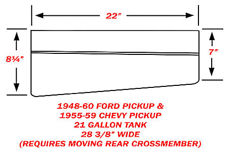 1948-60 Ford F-1 and F-100 Truck Aluminum Fuel Gas Tank, 21 and 17 Gallons