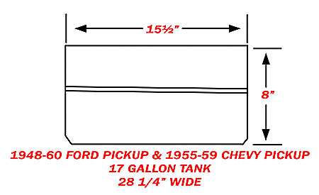 1948-60 Ford F-1 and F-100 Truck Aluminum Fuel Gas Tank, 21 and 17 Gallons