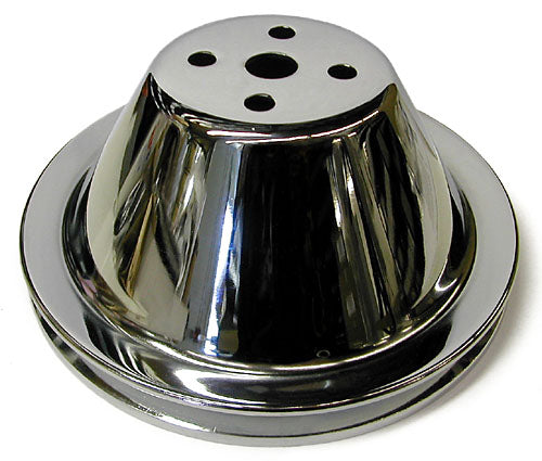 SMALL BLOCK CHEVY SHORT WATER PUMP PULLEY, CHROME SINGLE GROOVE