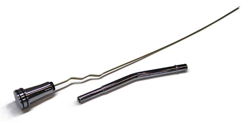 Oil Dipstick, Chrome with Billet Knob, 65-79 SB Chevy