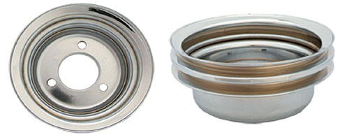 FORD CRANKSHAFT PULLEY, CHROME 2 GROOVE