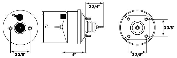 Power Brake Booster, 7" Single Diaphragm, Zinc Plated