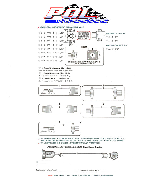 1958-64 Chevy Impala and 1963-72 Chevy, GMC Truck Telescoping Rear Drive Shaft Kit