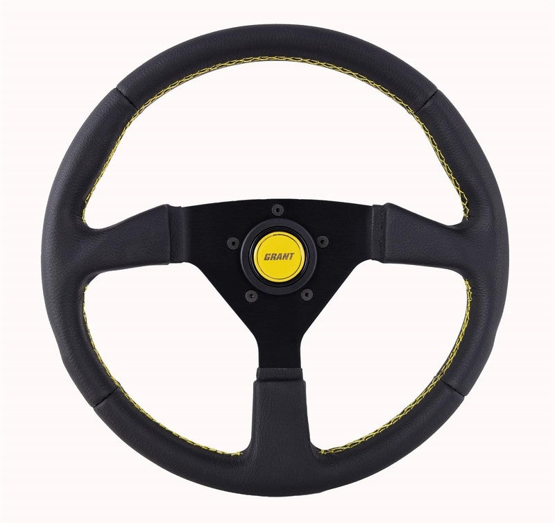 Performance Steering Wheel 13.75" Wrapped w/Yellow Stitching & Center Cap