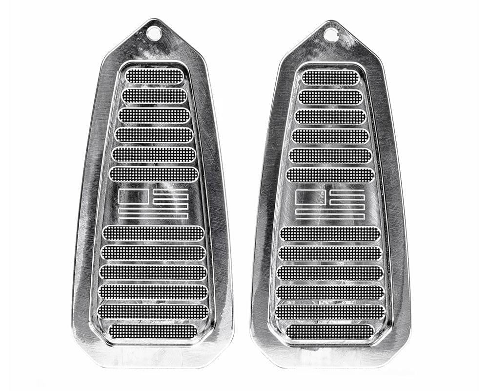 Camaro | Firebird 1967-1969 Billet Door Jamb Vents, Flag Logo- Raw