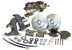 1955-57 Chevy Belair Power Disc Brake Conversion Kit, 2" Drop Spindles 8" Single Diaphragm Booster, 4 Wheel Disc