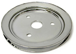 SMALL BLOCK CHEVY SWP CRANKSHAFT PULLEY, CHROME SINGLE GROOVE