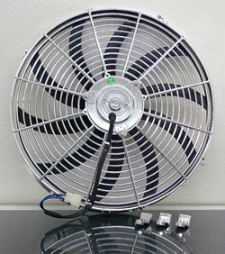 Electric Fan, 16" Universal Super Thin Electric Cooling Fan, Reversible Chrome, 12 Volt