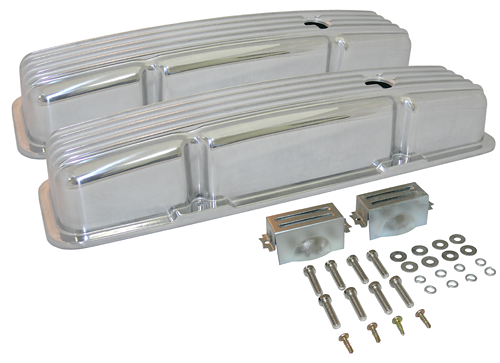 Nostalgic Valve Covers, Hot Rod Finned Aluminum, Tall Type, 1957-86 Small Block Chevy