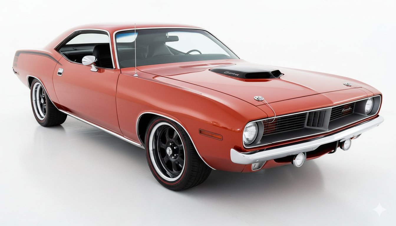 1970 Plymouth 'Cuda certified by Galen Govier 440-6 v-b big block, Dana 60, Shaker hood, Pistol Grip Hurst Shifter, Tor red have all original parts  