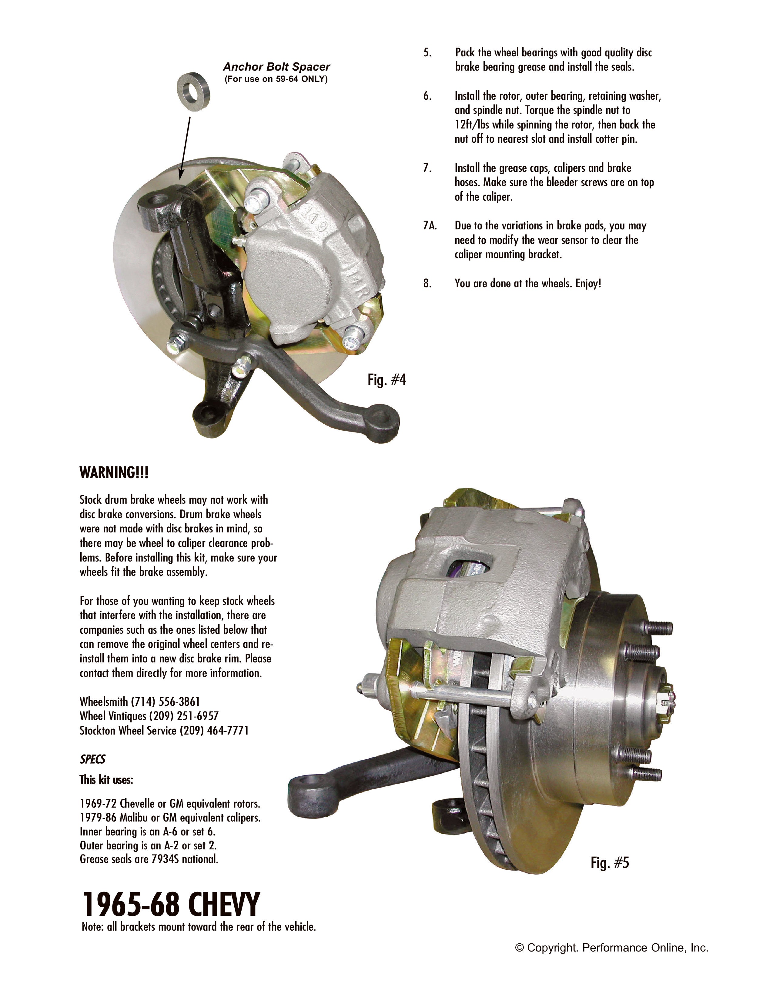 1965-68 Chevy Impala Disc Brake Conversion Kit, D154 Caliper