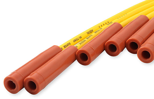 Accel Spark Plug Wire Set - Universal 8mm Yellow with 180 Orange Boots