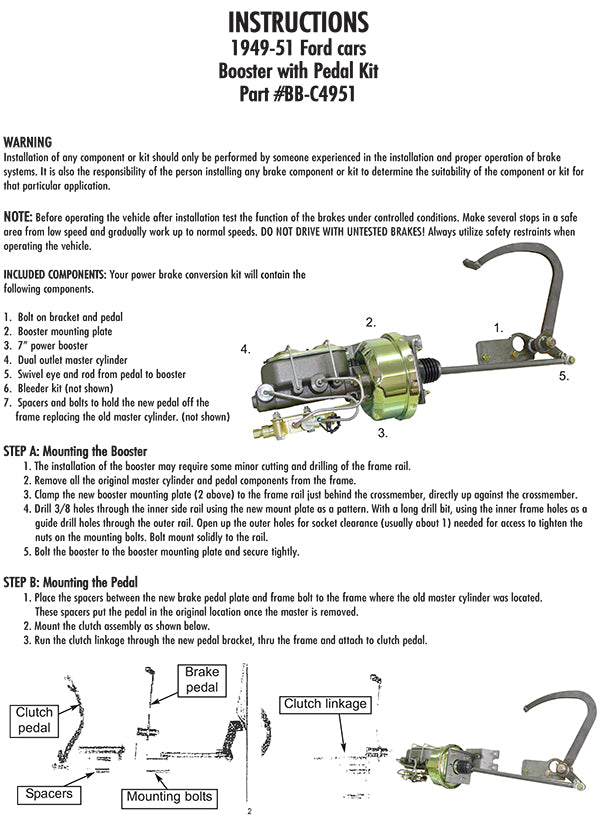 1949-51 Ford Full-size Car Power Brake Booster Kit