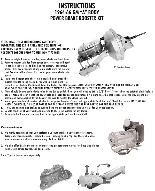 1964-66 Pontiac GTO Power Brake Booster Kit