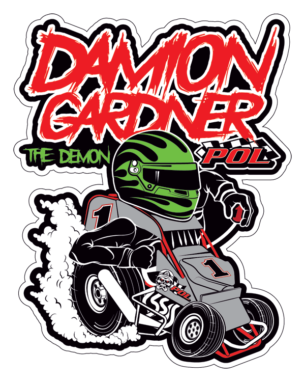 POL-Performance Online / Damion Gardner Sprint Car Cartoon Decal