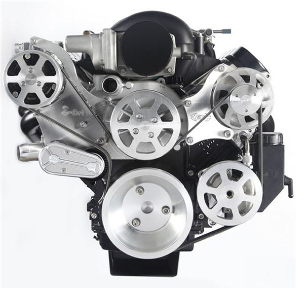 6 Rib Serpentine Pulley Kit w/ Plastic PS Reservoir - Chevy LS
