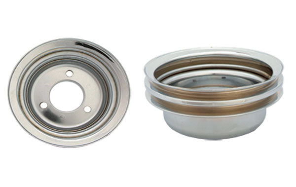 FORD CRANKSHAFT PULLEY, CHROME 2 GROOVE