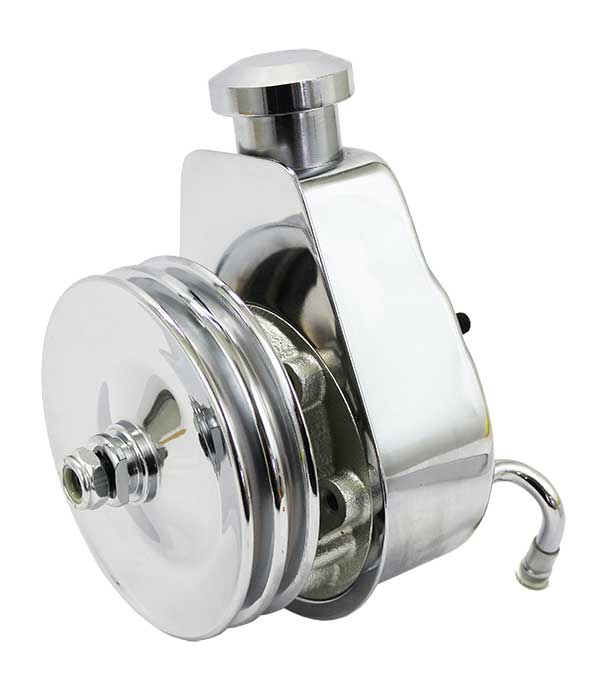 Saginaw Power Steering Pump, Chrome with Billet Cap and Chrome Pulley - Performance Online