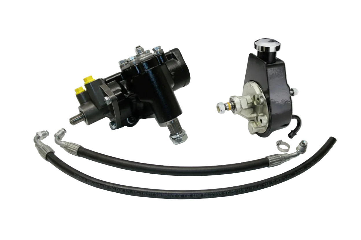 POL power steering conversion kits and components with hoses on a white background