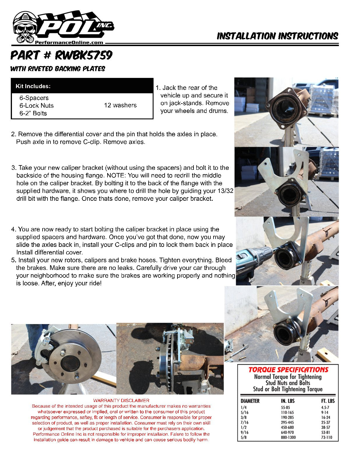 Disc Brake Conversion Kit, GM 10-12 Bolt Rearend, 11" Rotors