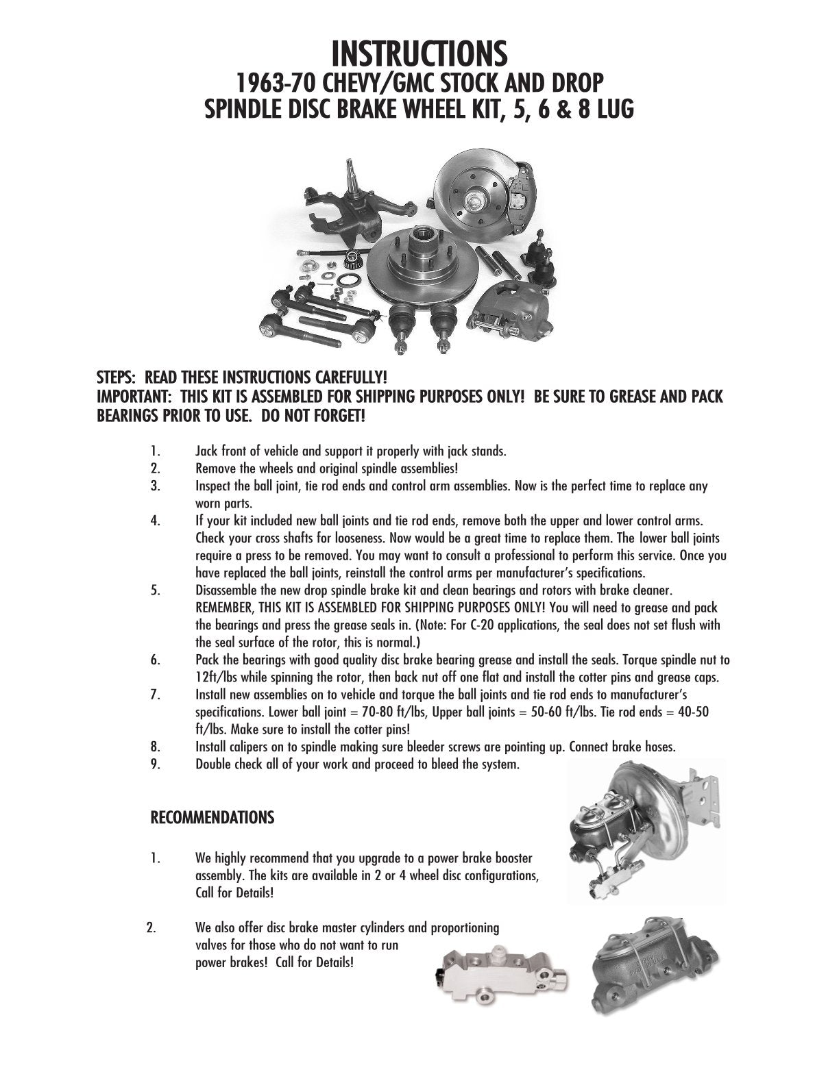 1962-67 Chevy Nova Black Out Series Disc Brake Conversion, 2" Drop Spindles
