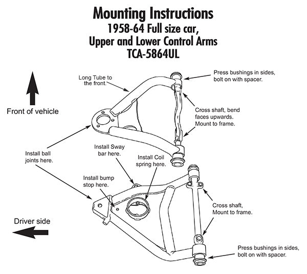 1958-64 Chevy Impala Tubular Upper and Lower Control Arm Set