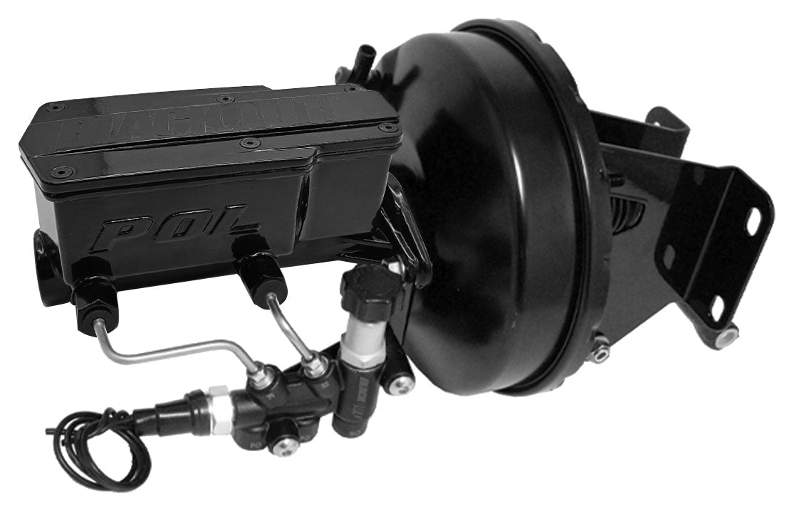1974-86 Jeep CJ BlackOut Series Power Brake Booster Kit with POL