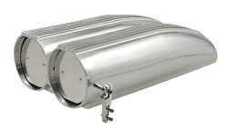 Hood Scoop, ShotGun Style, Polished Aluminum, Finned, Bug Catcher