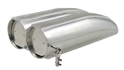 Hood Scoop, ShotGun Style, Polished Aluminum, Finned, Bug Catcher