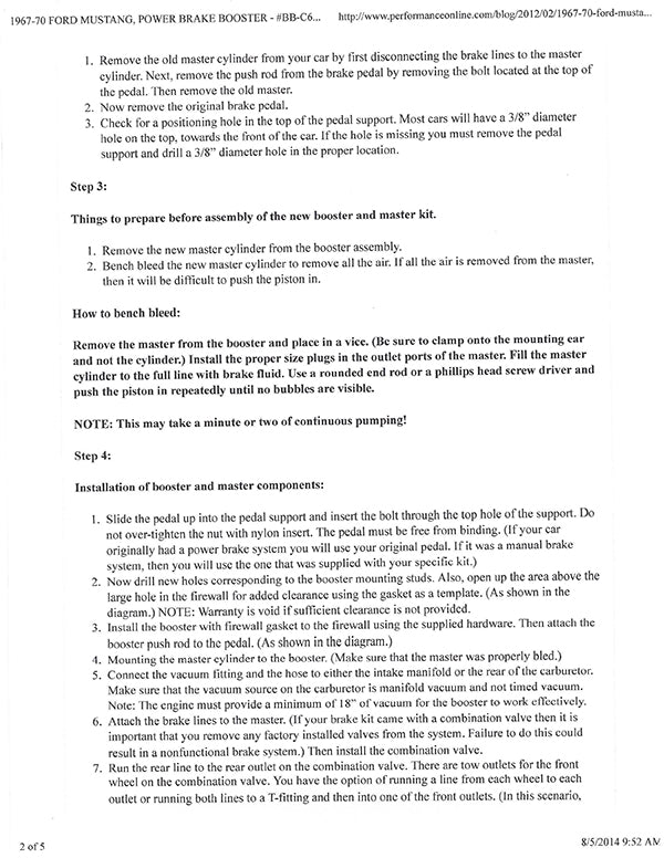 1967-70 Ford Mustang Power Brake Conversion