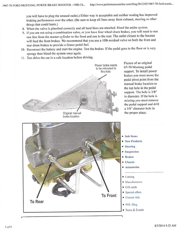 1967-70 Ford Mustang Power Brake Conversion
