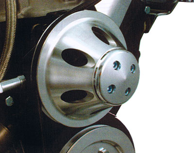 SMALL BLOCK CHEVY SHORT WATER PUMP PULLEY, ALUMINUM SINGLE GROOVE