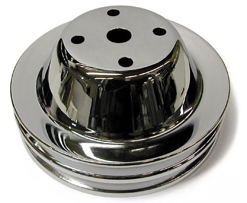 SMALL BLOCK CHEVY SHORT WATER PUMP PULLEY, CHROME 2 GROOVE - Performance Online
