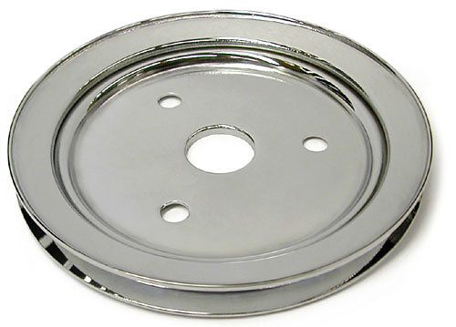 SMALL BLOCK CHEVY SWP CRANKSHAFT PULLEY, CHROME SINGLE GROOVE