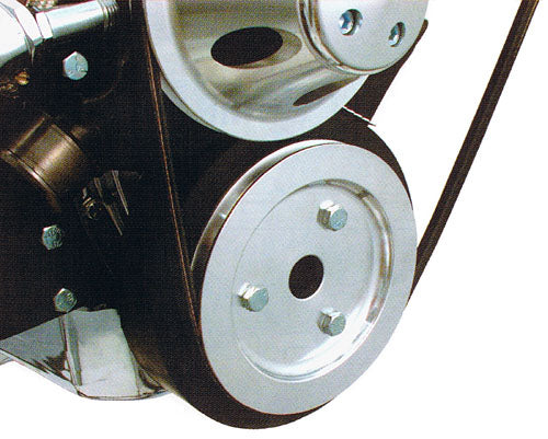 SMALL BLOCK CHEVY SWP CRANKSHAFT PULLEY, ALUMINUM SINGLE GROOVE