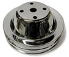 SMALL BLOCK CHEVY LONG WATER PUMP PULLEY, CHROME 2 GROOVE